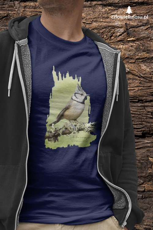 Czubatka europejska - Lophophanes cristatus - Sikorka - Sikorka czubatka - Prezent dla ornitologa - Koszulka