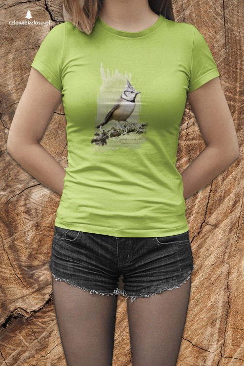 Czubatka europejska - Lophophanes cristatus - Sikorka - Sikorka czubatka - Prezent dla ornitologa - Koszulka