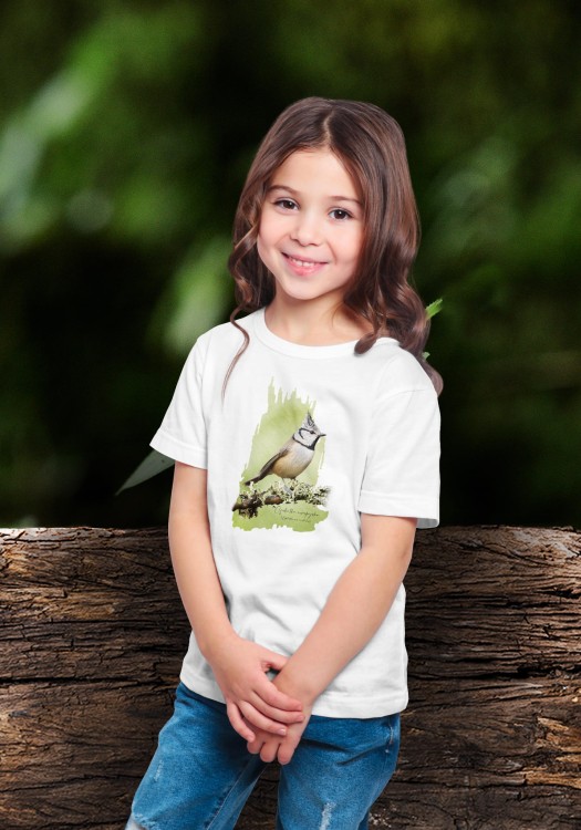 Czubatka europejska - Lophophanes cristatus - Sikorka - Sikorka czubatka - Prezent dla ornitologa - Koszulka dziecięca