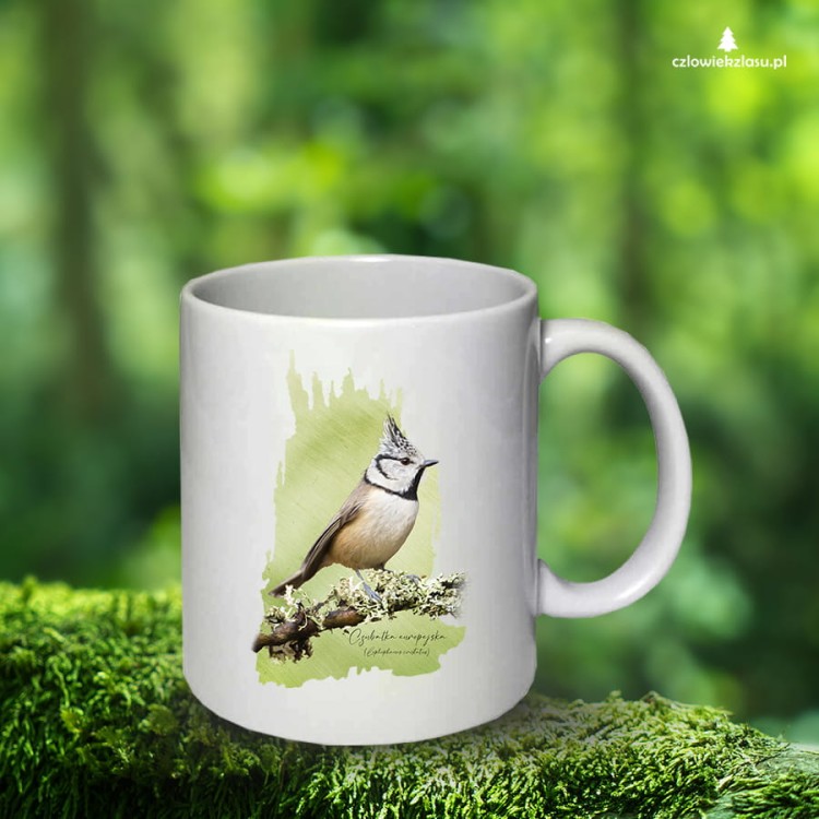 Czubatka europejska - Lophophanes cristatus - Sikorka - Sikorka czubatka - Prezent dla ornitologa - Kubek ceramiczny