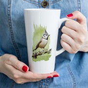 Czubatka europejska - Lophophanes cristatus - Sikorka - Sikorka czubatka - Prezent dla ornitologa - Kubek latte