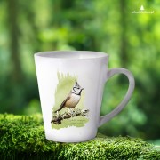 Czubatka europejska - Lophophanes cristatus - Sikorka - Sikorka czubatka - Prezent dla ornitologa - Kubek latte