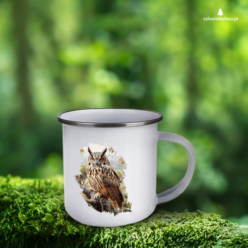 Uszatka - Asio otus - Prezent dla ornitologa - Prezent dla przyrodnika - Uszatka #2- Kubek emaliowany