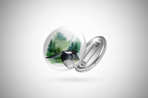 Sroka pospolita - Pica pica - Prezent dla ornitologa - Prezent dla przyrodnika - Sroka #3 - Przypinka