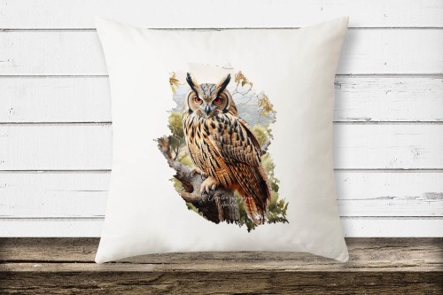 Uszatka - Asio otus - Prezent dla ornitologa - Prezent dla przyrodnika - Uszatka #2 - Poduszka