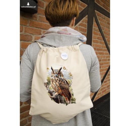 Uszatka - Asio otus - Prezent dla ornitologa - Prezent dla przyrodnika - Uszatka #2 - Worek-Plecak