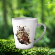 Uszatka - Asio otus - Prezent dla ornitologa - Prezent dla przyrodnika - Uszatka #2 - Kubek latte