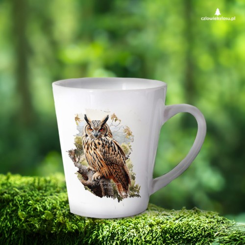 Uszatka - Asio otus - Prezent dla ornitologa - Prezent dla przyrodnika - Uszatka #2 - Kubek latte