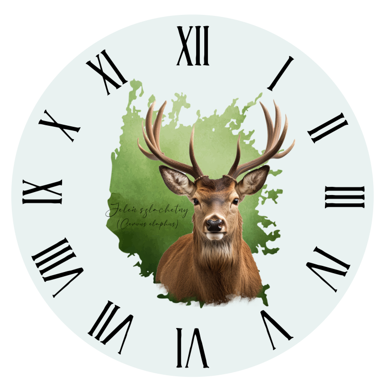 Jeleń szlachetny - Jeleń europejski - Cervus elaphus - Prezent dla przyrodnika - Jeleń #2 - Zegar