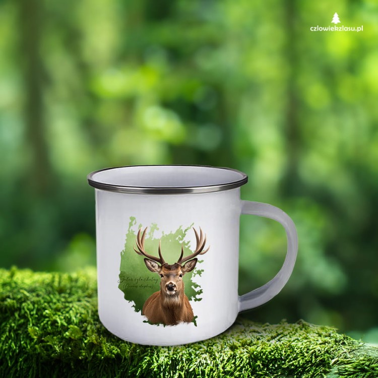 Jeleń szlachetny - Jeleń europejski - Cervus elaphus - Prezent dla przyrodnika - Jeleń #2 - Kubek emaliowany