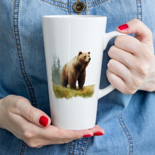 Niedźwiedź brunatny - Ursus arctos - Niedźwiedź - Prezent dla przyrodnika - Kubek latte