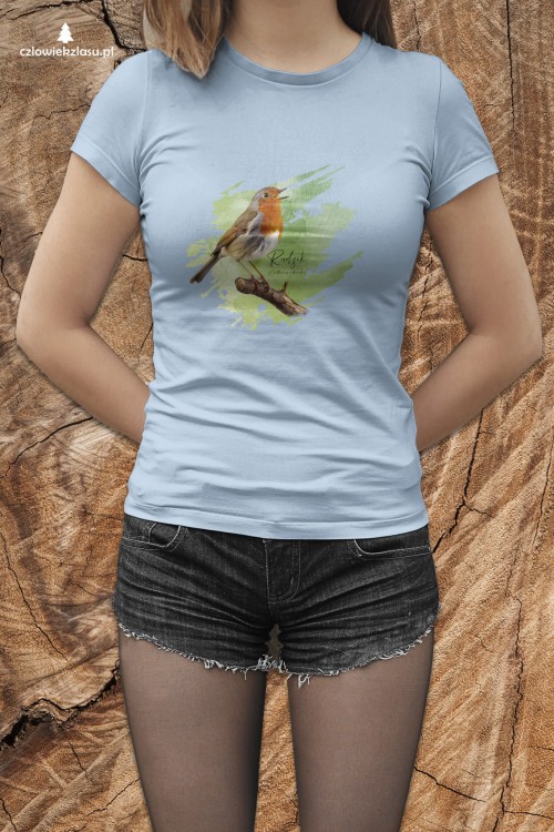 Rudzik - Erithacus rubicola - Raszka - Prezent dla ornitologa - Koszulka