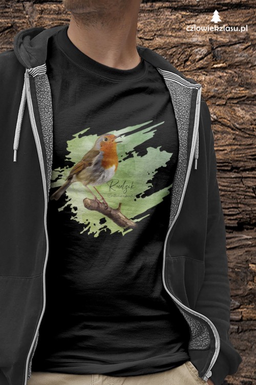 Rudzik - Erithacus rubicola - Raszka - Prezent dla ornitologa - Koszulka