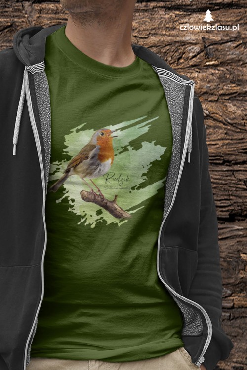 Rudzik - Erithacus rubicola - Raszka - Prezent dla ornitologa - Koszulka