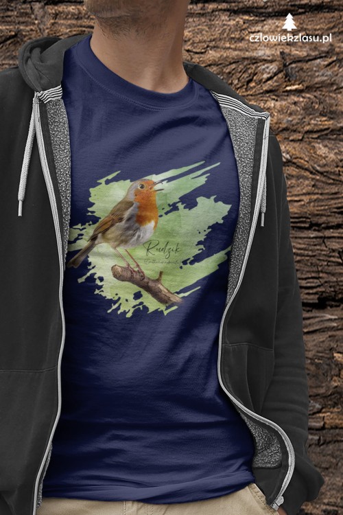 Rudzik - Erithacus rubicola - Raszka - Prezent dla ornitologa - Koszulka