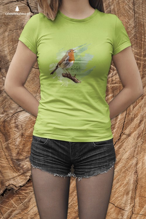 Rudzik - Erithacus rubicola - Raszka - Prezent dla ornitologa - Koszulka