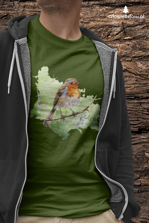 Rudzik - Erithacus rubicola - Raszka - Prezent dla ornitologa - Rudzik #2 - Koszulka