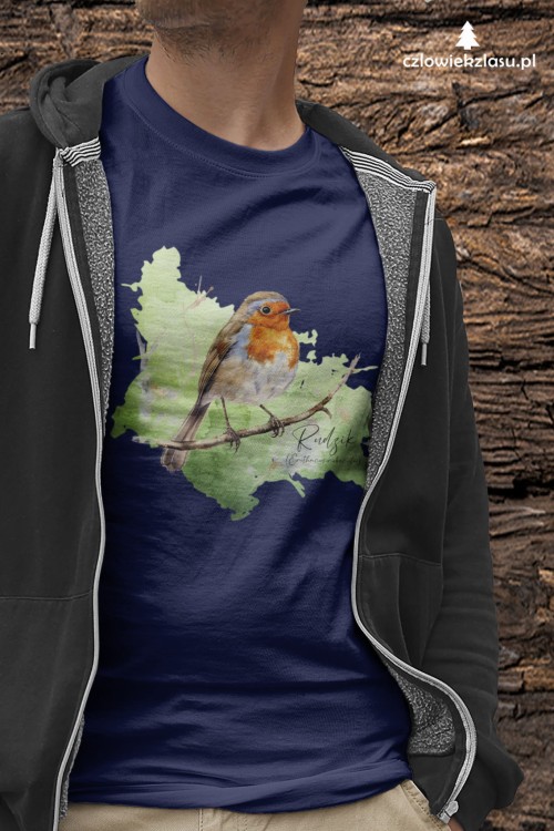 Rudzik - Erithacus rubicola - Raszka - Prezent dla ornitologa - Rudzik #2 - Koszulka