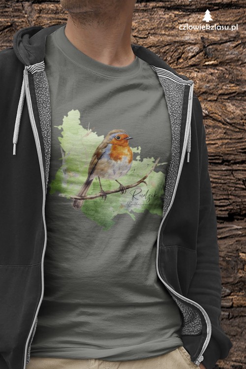 Rudzik - Erithacus rubicola - Raszka - Prezent dla ornitologa - Rudzik #2 - Koszulka