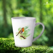 Rudzik - Erithacus rubicola - Raszka - Prezent dla ornitologa - Kubek latte