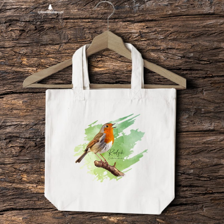 Rudzik - Erithacus rubicola - Raszka - Prezent dla ornitologa - Torba 2 ucha