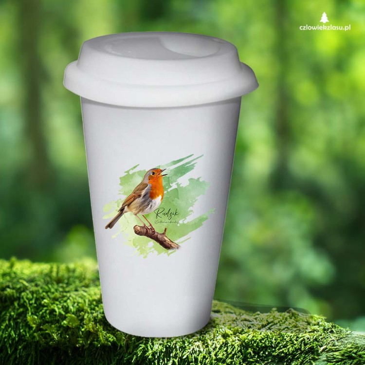 Rudzik - Erithacus rubicola - Raszka - Prezent dla ornitologa - Tumbler