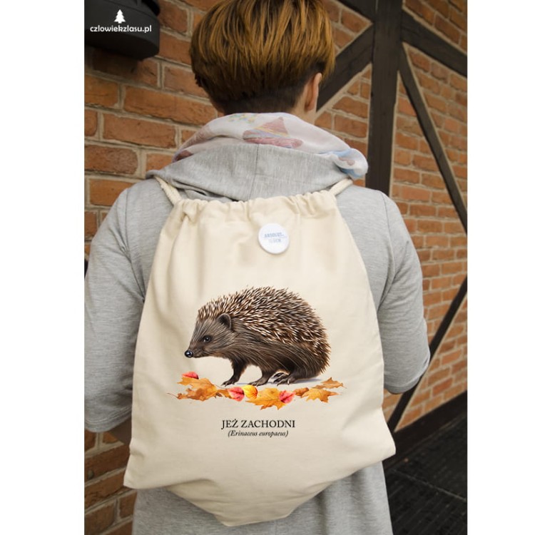 Jeż zachodni - Erinaceus europaeus - Jeż europejski - Jeż - Prezent dla przyrodnika - Prezent dla miłośnika jeży - Worek-Plecak