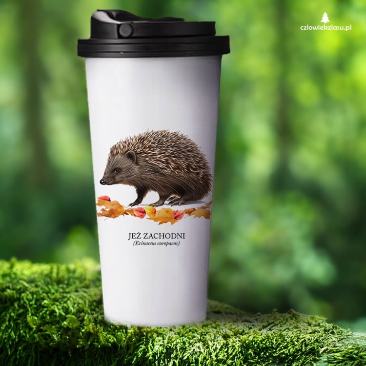 Jeż zachodni - Erinaceus europaeus - Jeż europejski - Jeż - Prezent dla przyrodnika - Prezent dla miłośnika jeży - Kubek termiczny