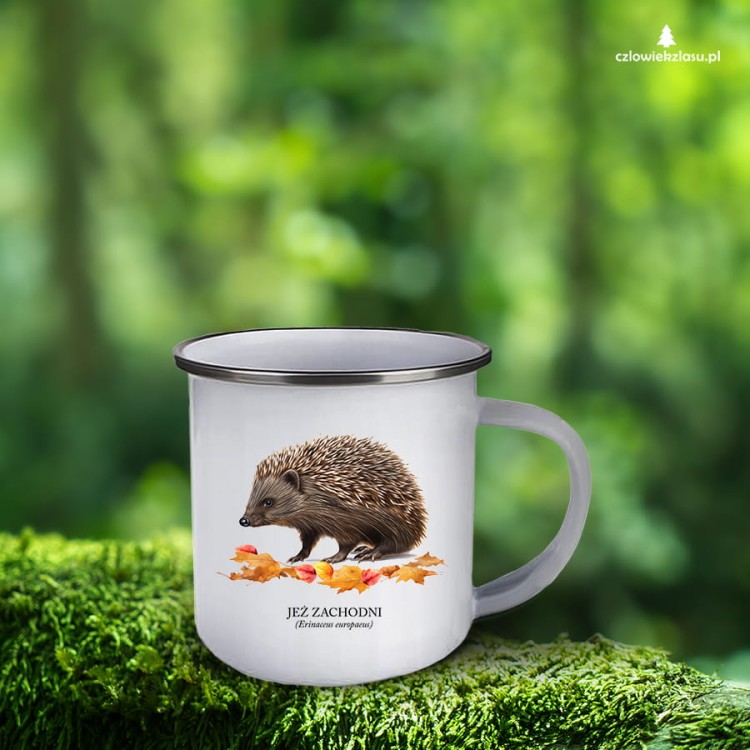 Jeż zachodni - Erinaceus europaeus - Jeż europejski - Jeż - Prezent dla przyrodnika - Prezent dla miłośnika jeży - Kubek emaliowany