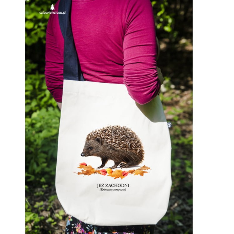 Jeż zachodni - Erinaceus europaeus - Jeż europejski - Jeż - Prezent dla przyrodnika - Prezent dla miłośnika jeży - Torba na ramię
