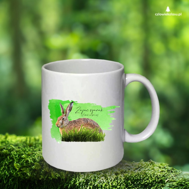 Zając szarak - Lepus europaeus - Prezent dla przyrodnika - Kubek z zającem - Kubek ceramiczny - Człowiek z lasu