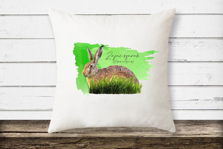 Zając szarak - Lepus europaeus - Prezent dla przyrodnika - Poduszka z zającem - Poduszka - Człowiek z lasu