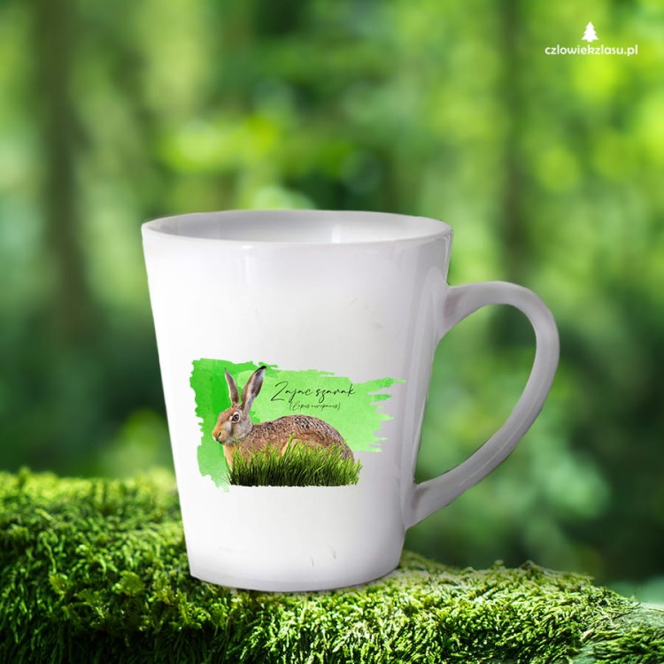 Zając szarak - Lepus europaeus - Prezent dla przyrodnika - Kubek z zającem - Kubek latte - Człowiek z lasu