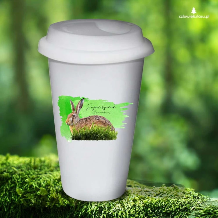 Zając szarak - Lepus europaeus - Prezent dla przyrodnika - Tumbler z zającem - Tumbler - Człowiek z lasu
