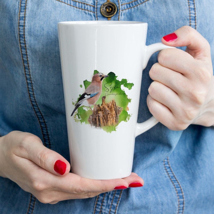 Sójka - Garrulus glandarius - Prezent dla ornitologa - Prezent dla przyrodnika - Kubek latte