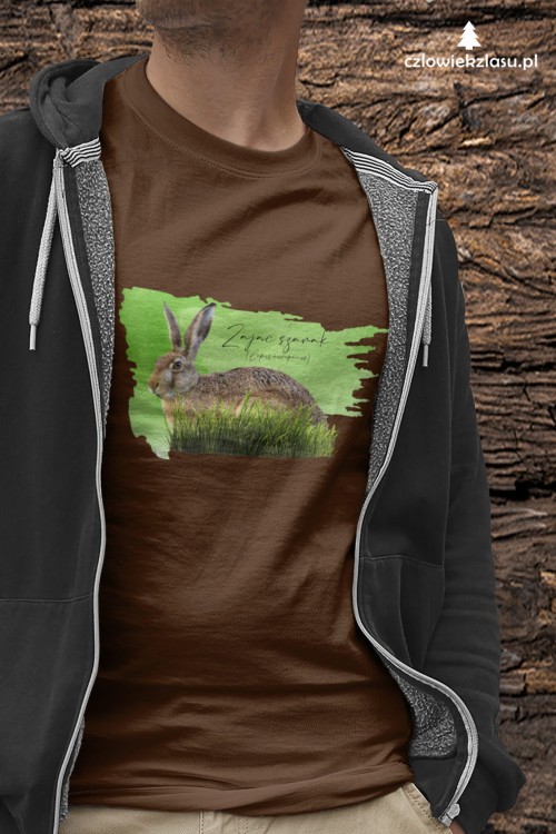 Zając szarak - Lepus europaeus - Prezent dla przyrodnika – Prezent dla zoologa - Koszulka - Człowiek z lasu