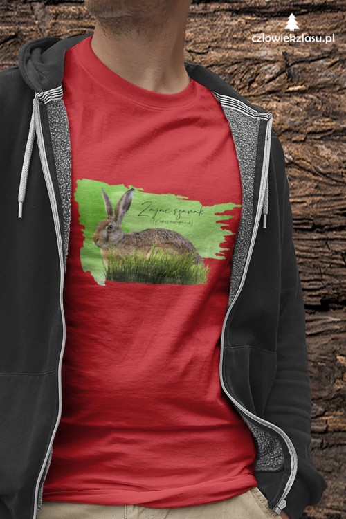 Zając szarak - Lepus europaeus - Prezent dla przyrodnika – Prezent dla zoologa - Koszulka - Człowiek z lasu