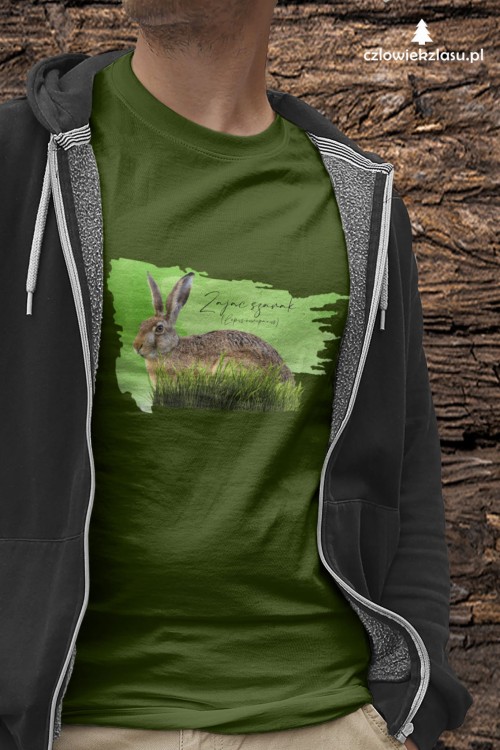 Zając szarak - Lepus europaeus - Prezent dla przyrodnika – Prezent dla zoologa - Koszulka - Człowiek z lasu