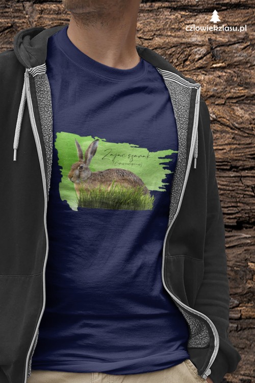 Zając szarak - Lepus europaeus - Prezent dla przyrodnika – Prezent dla zoologa - Koszulka - Człowiek z lasu