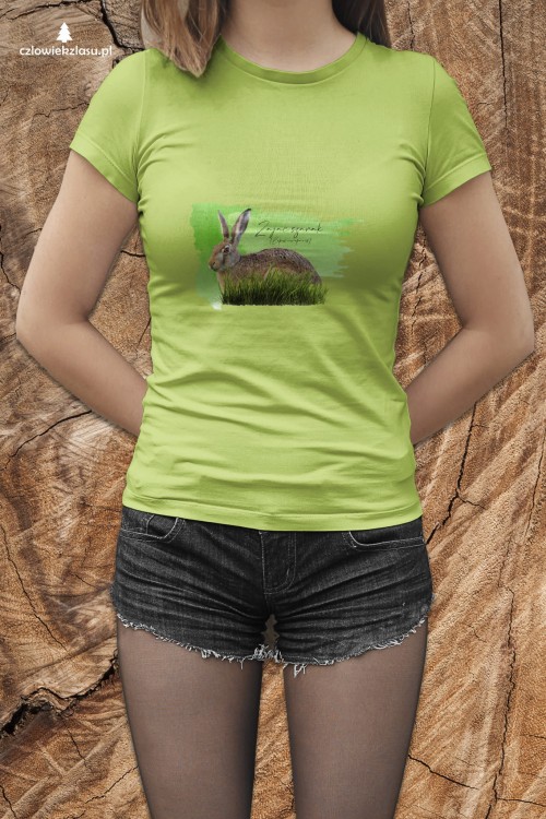 Zając szarak - Lepus europaeus - Prezent dla przyrodnika – Prezent dla zoologa - Koszulka - Człowiek z lasu