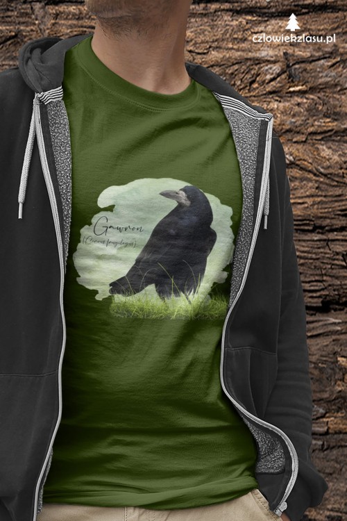 Gawron - Corvus frugilegus - Prezent dla ornitologa – Prezent dla przyrodnika - Koszulka z gawronem - Człowiek z lasu