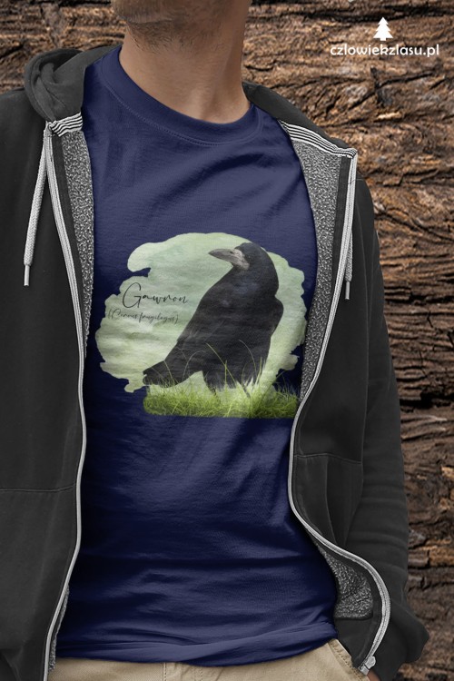 Gawron - Corvus frugilegus - Prezent dla ornitologa – Prezent dla przyrodnika - Koszulka z gawronem - Człowiek z lasu