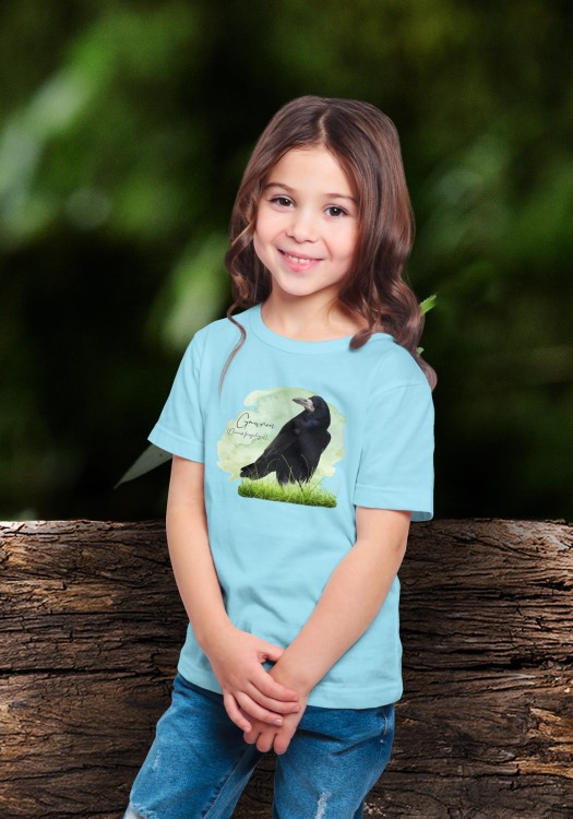 Gawron - Corvus frugilegus - Prezent dla ornitologa – Prezent dla przyrodnika - Koszulka dziecięca - Koszulka z gawronem - Człowiek z lasu