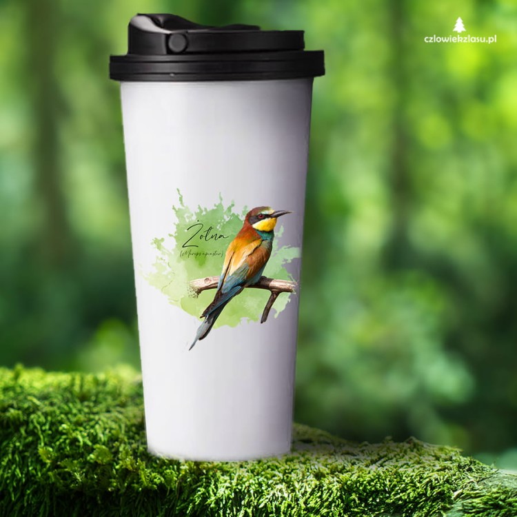 Żołna zwyczajna - Żołna pszczołojad - Merops apiaster - Żołna #2- Prezent dla ornitologa – Prezent dla przyrodnika - Kubek termiczny - Kubek z żołną - Człowiek z lasu
