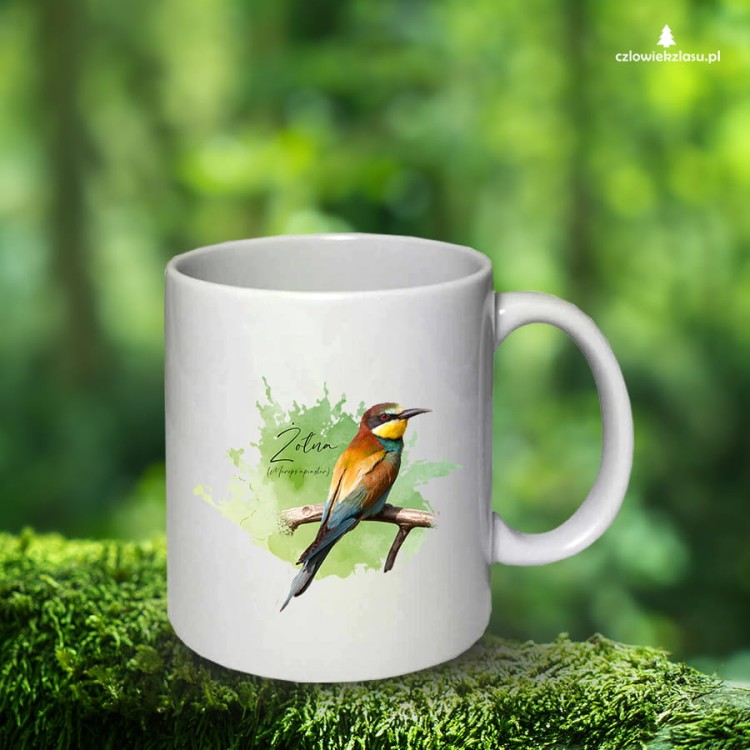 Żołna zwyczajna - Żołna pszczołojad - Merops apiaster - Żołna #2 - Prezent dla ornitologa – Prezent dla przyrodnika - Kubek ceramiczny - Kubek z żołną - Człowiek z lasu.jpg