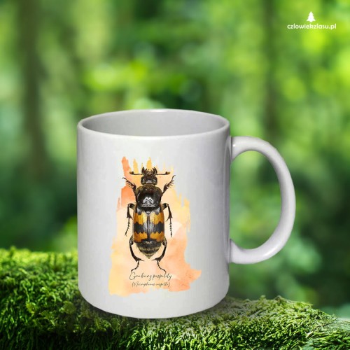 Grabarz pospolity /Nicrophorus vespillo/  - kubek ceramiczny - Prezent dla entomologa