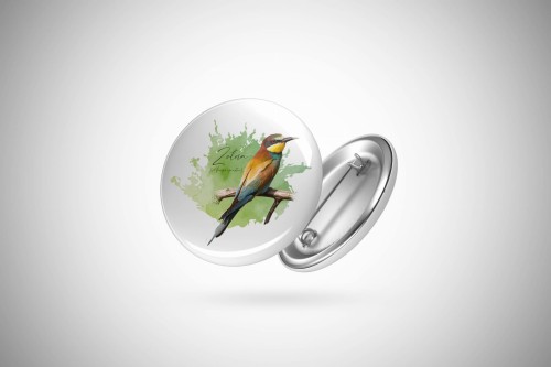 button kopia.jpgŻołna zwyczajna - Żołna pszczołojad - Merops apiaster - Żołna #2 - Prezent dla ornitologa – Prezent dla przyrodnika - Przypinka