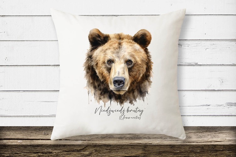 Niedźwiedź brunatny - Ursus arctos - Głowa niedźwiedzia - Prezent dla przyrodnika - Poduszka