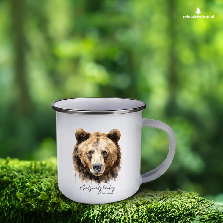 Niedźwiedź brunatny - Ursus arctos - Głowa niedźwiedzia - Prezent dla przyrodnika - Kubek emaliowany