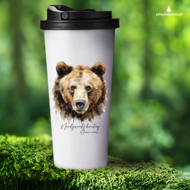 Niedźwiedź brunatny - Ursus arctos - Głowa niedźwiedzia - Prezent dla przyrodnika - Kubek termiczny